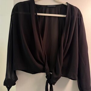 Brandy Melville sheet Black Tie-Front Blouse